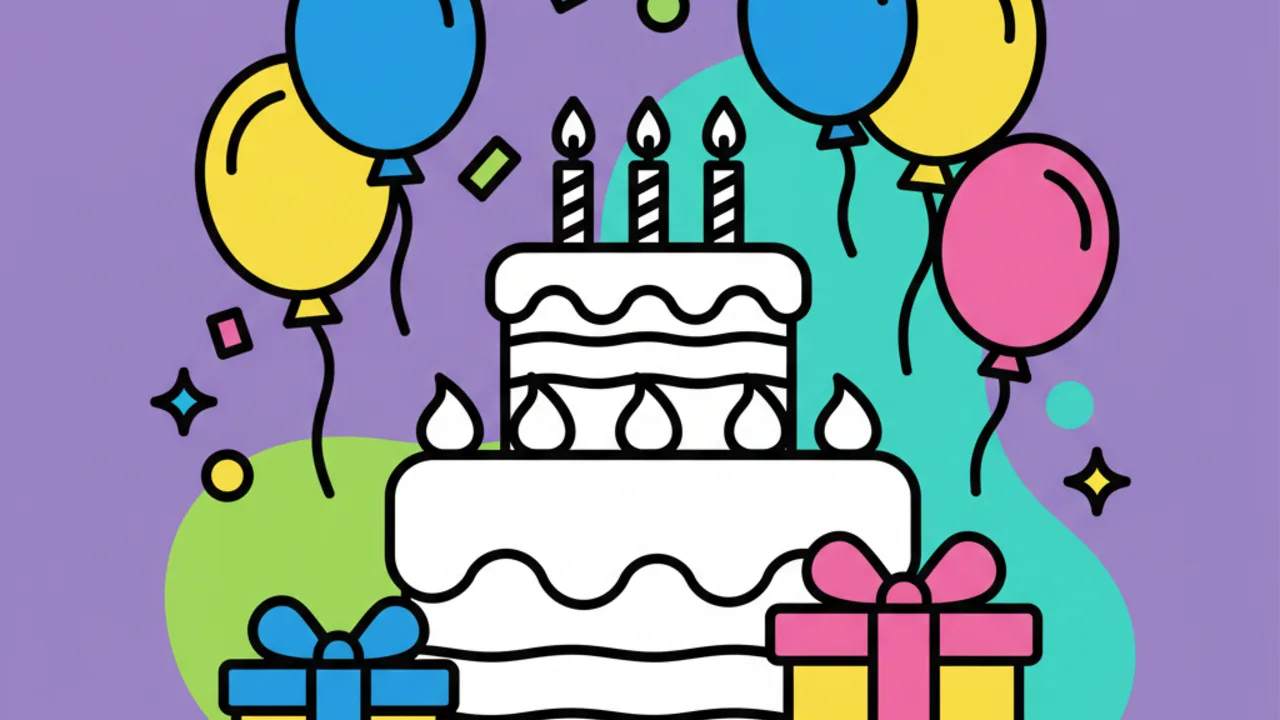 Birthday Party & Cake Coloring Pages