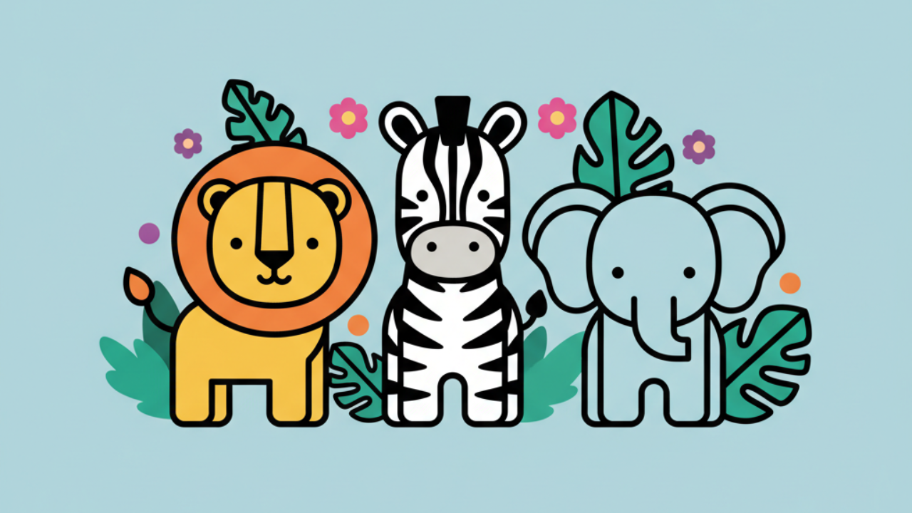 Cute Jungle Animal Coloring Pages: Free & Fun Printable Art