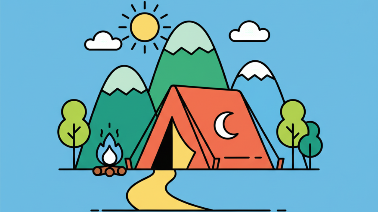 Educational Mountain Camping Coloring Pages for Kids