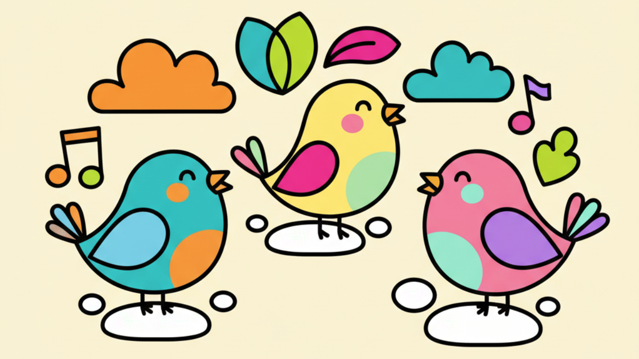 Cute Birds and Hatchlings: Coloring Pages for September