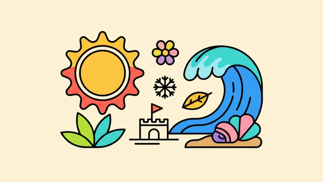 Summer & Beach Line Art: Free Coloring Pages for Kids
