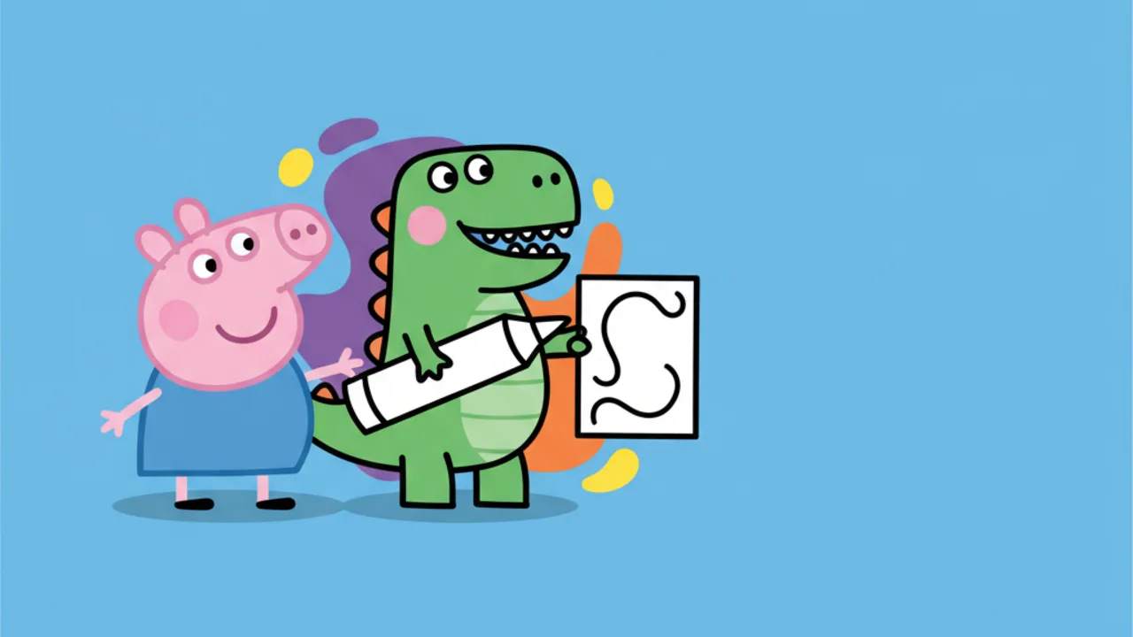 George Pig and Mr. Dinosaur: Free Coloring Pages
