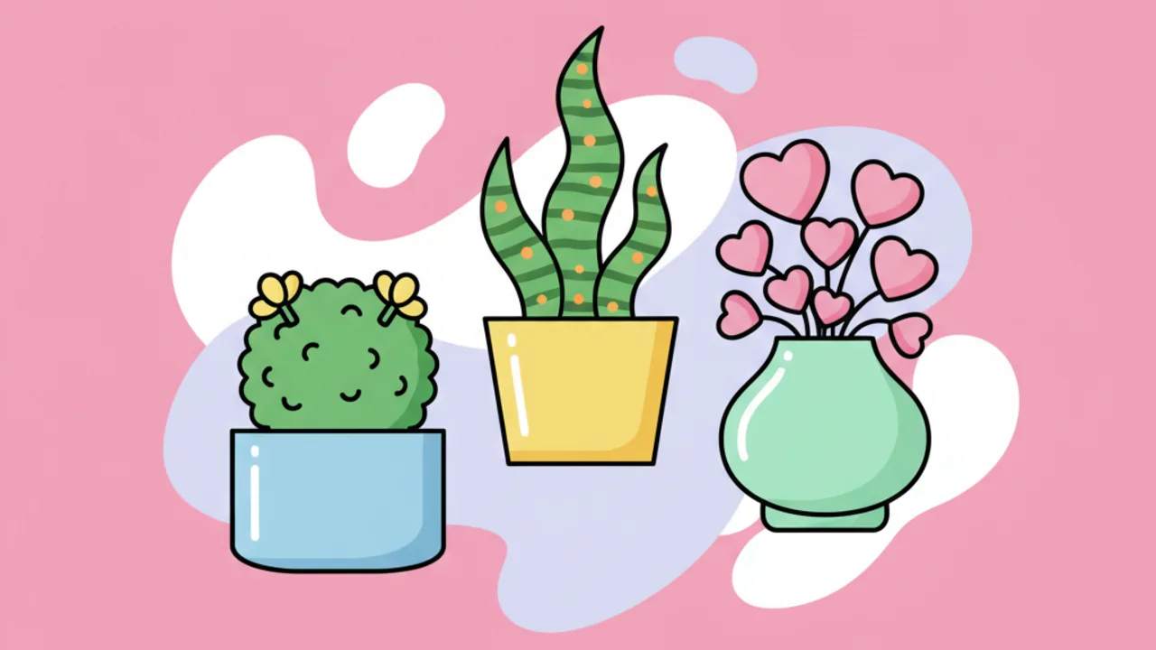 Kawaii Plants & Pots Coloring Pages