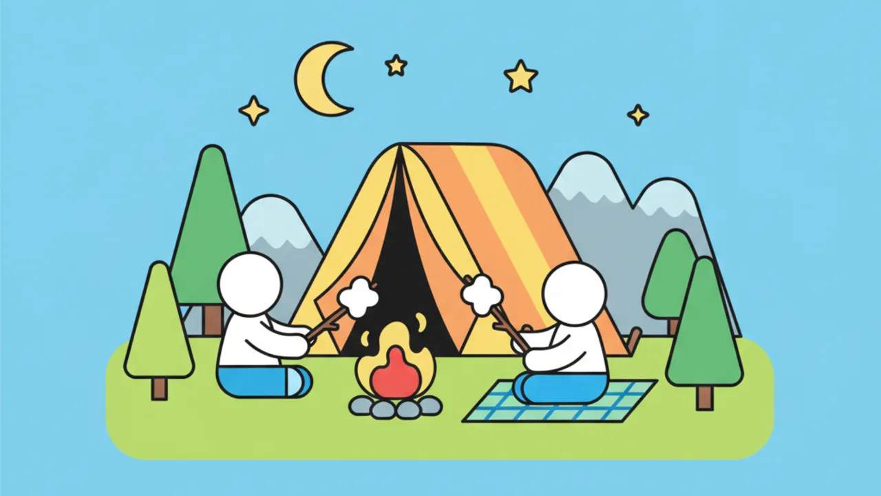 Cute Kids Camping Scenes: Online Coloring & Free Pages