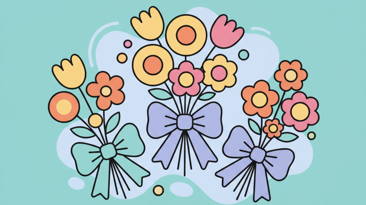 Bow-Tied Bouquet Coloring Pages for October Fun
