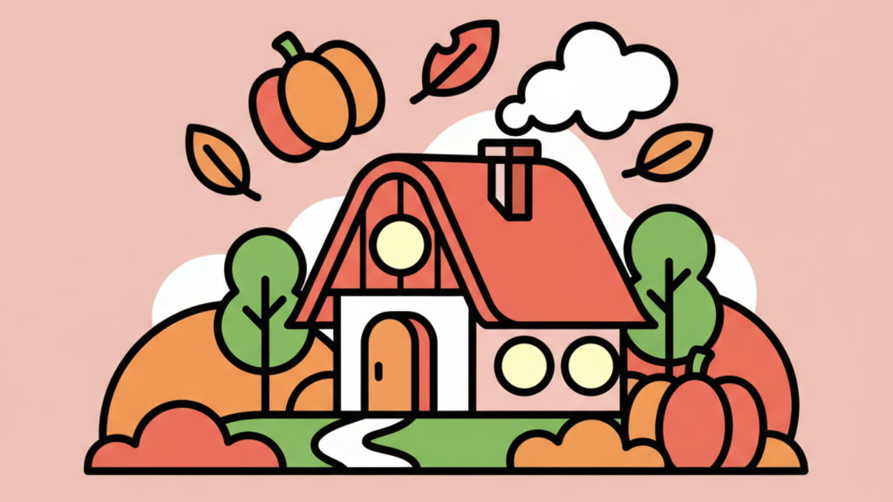Cozy Nature Cabin Coloring Pages for October