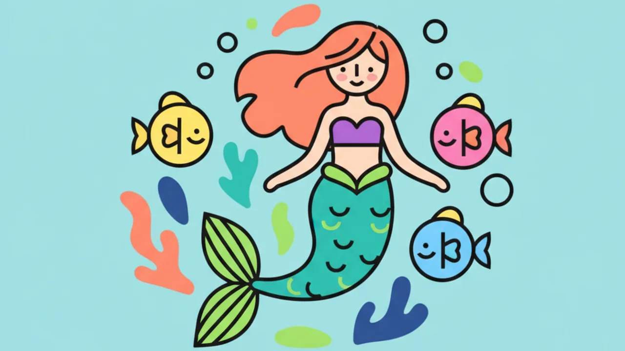 Cute Mermaid and Fish Coloring Pages for Kids