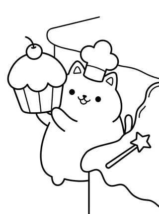 Cakey Cat in the Magic Kitchen para colorir Desenho de Cakey Cat in the Magic Kitchen para colorir e imprimir grátis