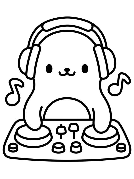 DJ Catnip with Headphones para colorir Desenho de DJ Catnip with Headphones para colorir e imprimir grátis