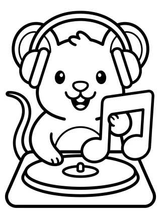 DJ Catnip with His Headphones para colorir Desenho de DJ Catnip with His Headphones para colorir e imprimir grátis