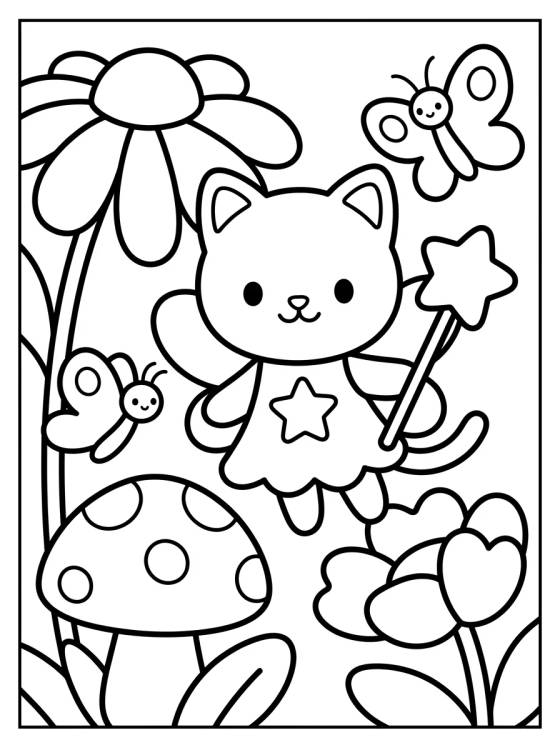 Kitty Fairy in the Magic Garden para colorir Desenho de Kitty Fairy in the Magic Garden para colorir e imprimir grátis
