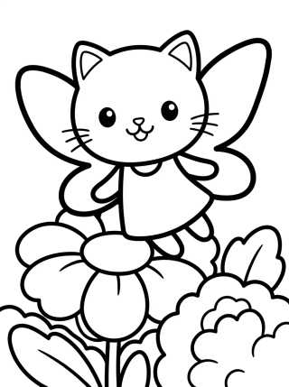 Kitty Fairy in the Magic Garden para colorir Desenho de Kitty Fairy in the Magic Garden para colorir e imprimir grátis