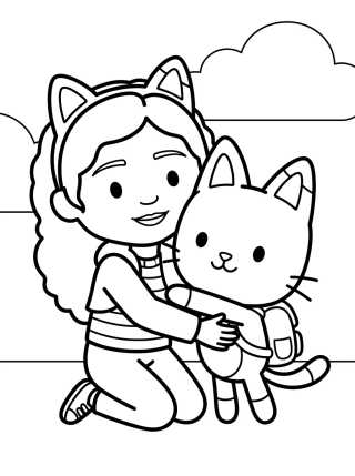 Gabby and Pandy Paws Hugging para colorir Desenho de Gabby and Pandy Paws Hugging para colorir e imprimir grátis