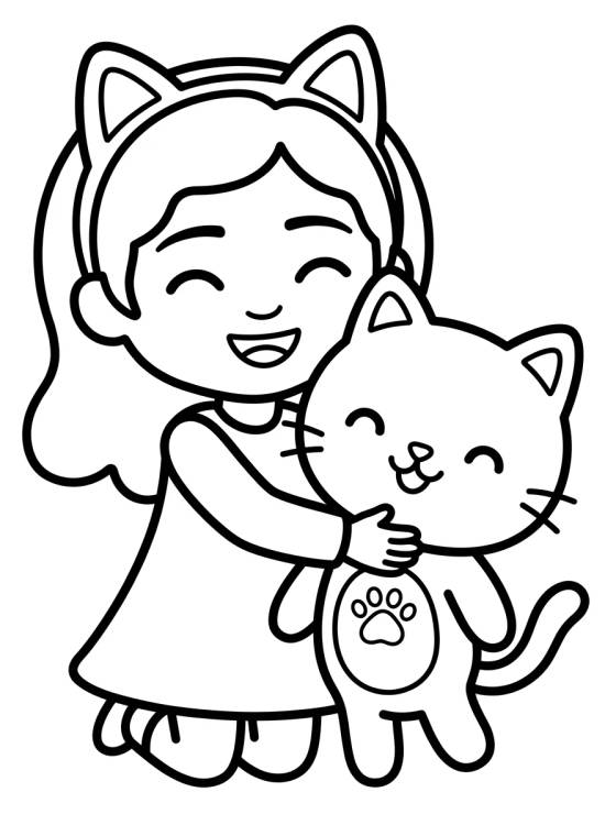 Smiling Gabby and Pandy Paws para colorir Desenho de Smiling Gabby and Pandy Paws para colorir e imprimir grátis