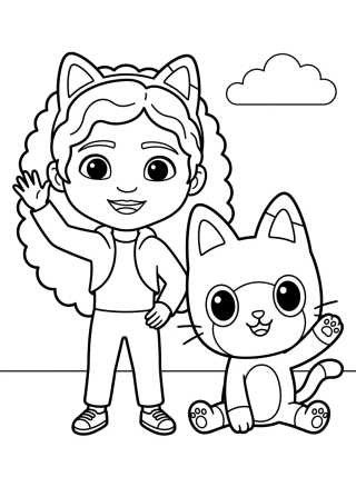 Gabby and Pandy Paws Smiling para colorir Desenho de Gabby and Pandy Paws Smiling para colorir e imprimir grátis