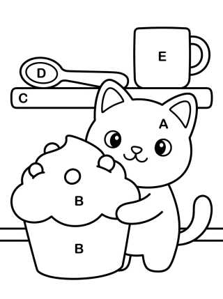 Cakey Cat in the Magic Kitchen para colorir Desenho de Cakey Cat in the Magic Kitchen para colorir e imprimir grátis