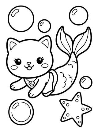Mercat Swimming Happily para colorir Desenho de Mercat Swimming Happily para colorir e imprimir grátis