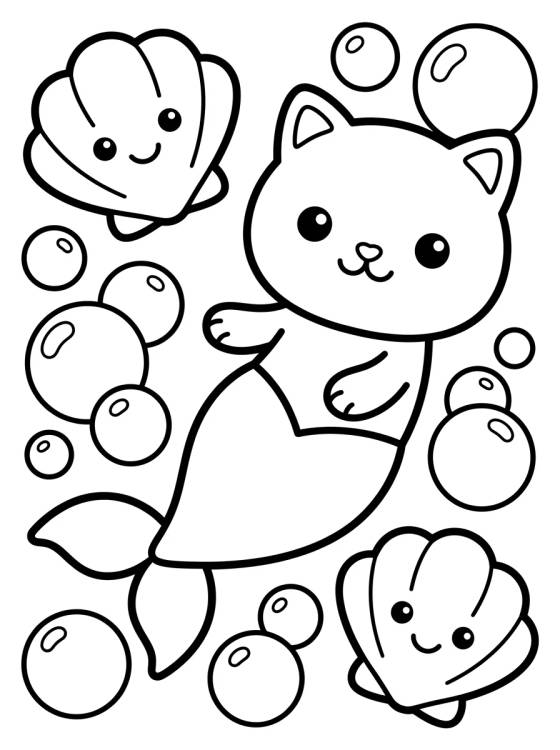 MerCat in the Magic Sea para colorir Desenho de MerCat in the Magic Sea para colorir e imprimir grátis