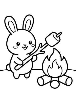 Roasting Marshmallows by the Campfire para colorir Desenho de Roasting Marshmallows by the Campfire para colorir e imprimir grátis