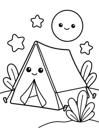 Cute Tent Under the Stars para colorir Desenho de Cute Tent Under the Stars para colorir e imprimir grátis