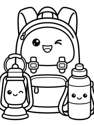 Cute Adventure Backpack and Gear para colorir Desenho de Cute Adventure Backpack and Gear para colorir e imprimir grátis