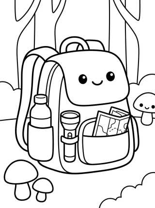 Forest Adventure Backpack para colorir Desenho de Forest Adventure Backpack para colorir e imprimir grátis