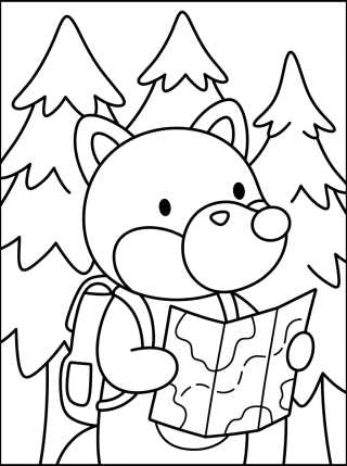 Adventurous Little Fox with Backpack para colorir Desenho de Adventurous Little Fox with Backpack para colorir e imprimir grátis