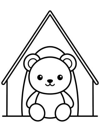 Cute Bear in a Camping Tent para colorir Desenho de Cute Bear in a Camping Tent para colorir e imprimir grátis