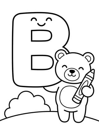 Letter B with Bear Friend para colorir Desenho de Letter B with Bear Friend para colorir e imprimir grátis
