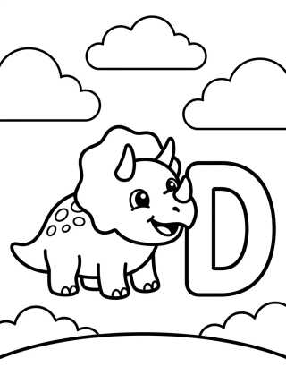 Letter D with Baby Dinosaur para colorir Desenho de Letter D with Baby Dinosaur para colorir e imprimir grátis