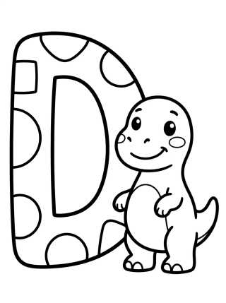 Letter D with Dinosaur para colorir Desenho de Letter D with Dinosaur para colorir e imprimir grátis