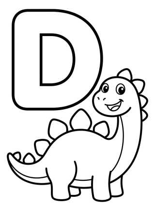 Letter D with Little Dinosaur para colorir Desenho de Letter D with Little Dinosaur para colorir e imprimir grátis