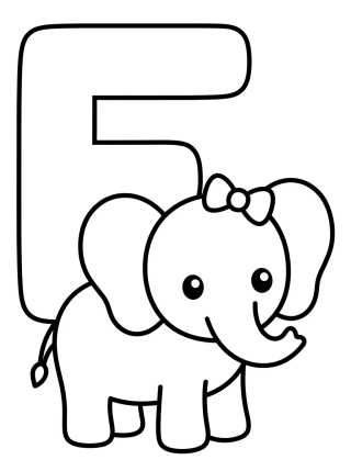 Letter E with Elephant para colorir Desenho de Letter E with Elephant para colorir e imprimir grátis