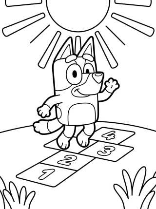 Bingo Playing Hopscotch para colorir Desenho de Bingo Playing Hopscotch para colorir e imprimir grátis