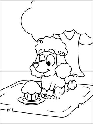 Coco the Pink Poodle at a Picnic para colorir Desenho de Coco the Pink Poodle at a Picnic para colorir e imprimir grátis