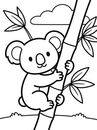 Koala Hugging Bamboo para colorir Desenho de Koala Hugging Bamboo para colorir e imprimir grátis