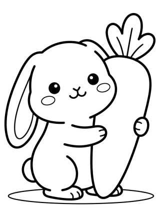 Cute Baby Bunny with Carrot para colorir Desenho de Cute Baby Bunny with Carrot para colorir e imprimir grátis