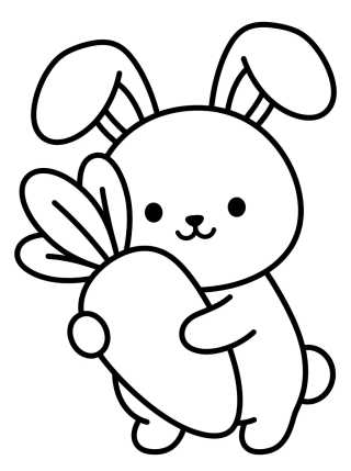 Cute Bunny with Carrot para colorir Desenho de Cute Bunny with Carrot para colorir e imprimir grátis