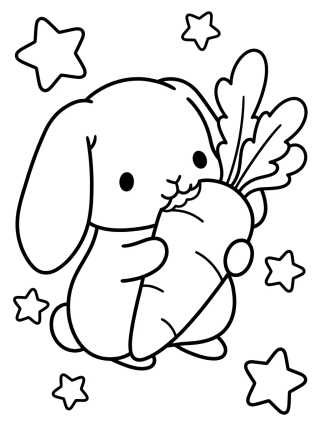 Cute Bunny with Carrot para colorir Desenho de Cute Bunny with Carrot para colorir e imprimir grátis