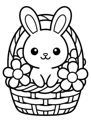 Cute Bunny in a Flower Basket para colorir Desenho de Cute Bunny in a Flower Basket para colorir e imprimir grátis