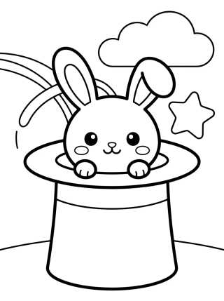 Bunny Popping Out of a Top Hat para colorir Desenho de Bunny Popping Out of a Top Hat para colorir e imprimir grátis
