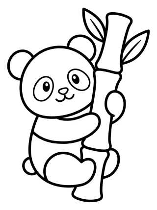 Cute Panda Hugging Bamboo para colorir Desenho de Cute Panda Hugging Bamboo para colorir e imprimir grátis