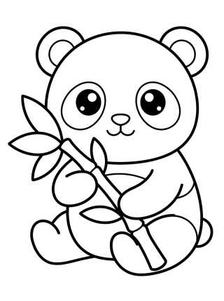 Cute Panda with Bamboo para colorir Desenho de Cute Panda with Bamboo para colorir e imprimir grátis