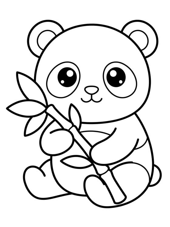 Cute Panda with Bamboo para colorir Desenho de Cute Panda with Bamboo para colorir e imprimir grátis