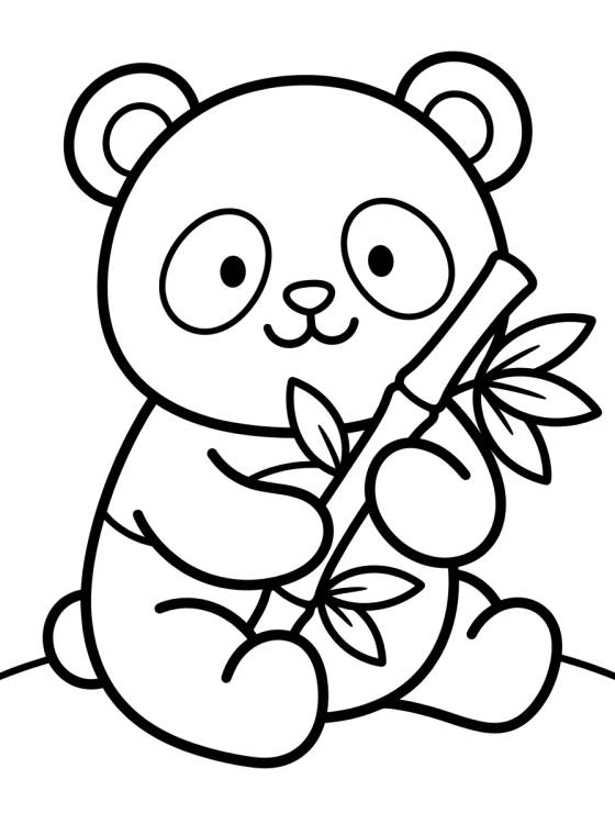 Cute Little Panda Eating Bamboo para colorir Desenho de Cute Little Panda Eating Bamboo para colorir e imprimir grátis