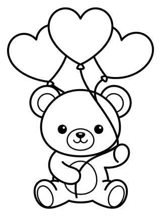 Teddy Bear with Heart Balloons para colorir Desenho de Teddy Bear with Heart Balloons para colorir e imprimir grátis