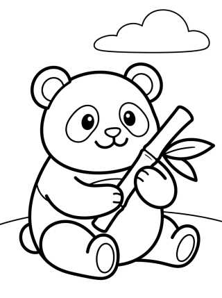 Cute Panda Eating Bamboo para colorir Desenho de Cute Panda Eating Bamboo para colorir e imprimir grátis