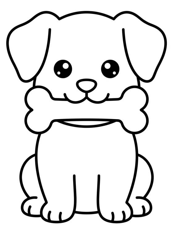 Sweet Puppy with Bone para colorir Desenho de Sweet Puppy with Bone para colorir e imprimir grátis