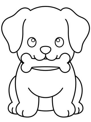 Cute Puppy with Little Bone para colorir Desenho de Cute Puppy with Little Bone para colorir e imprimir grátis