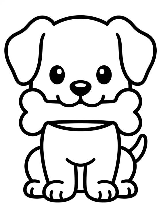 Cuddly Puppy with a Bone para colorir Desenho de Cuddly Puppy with a Bone para colorir e imprimir grátis